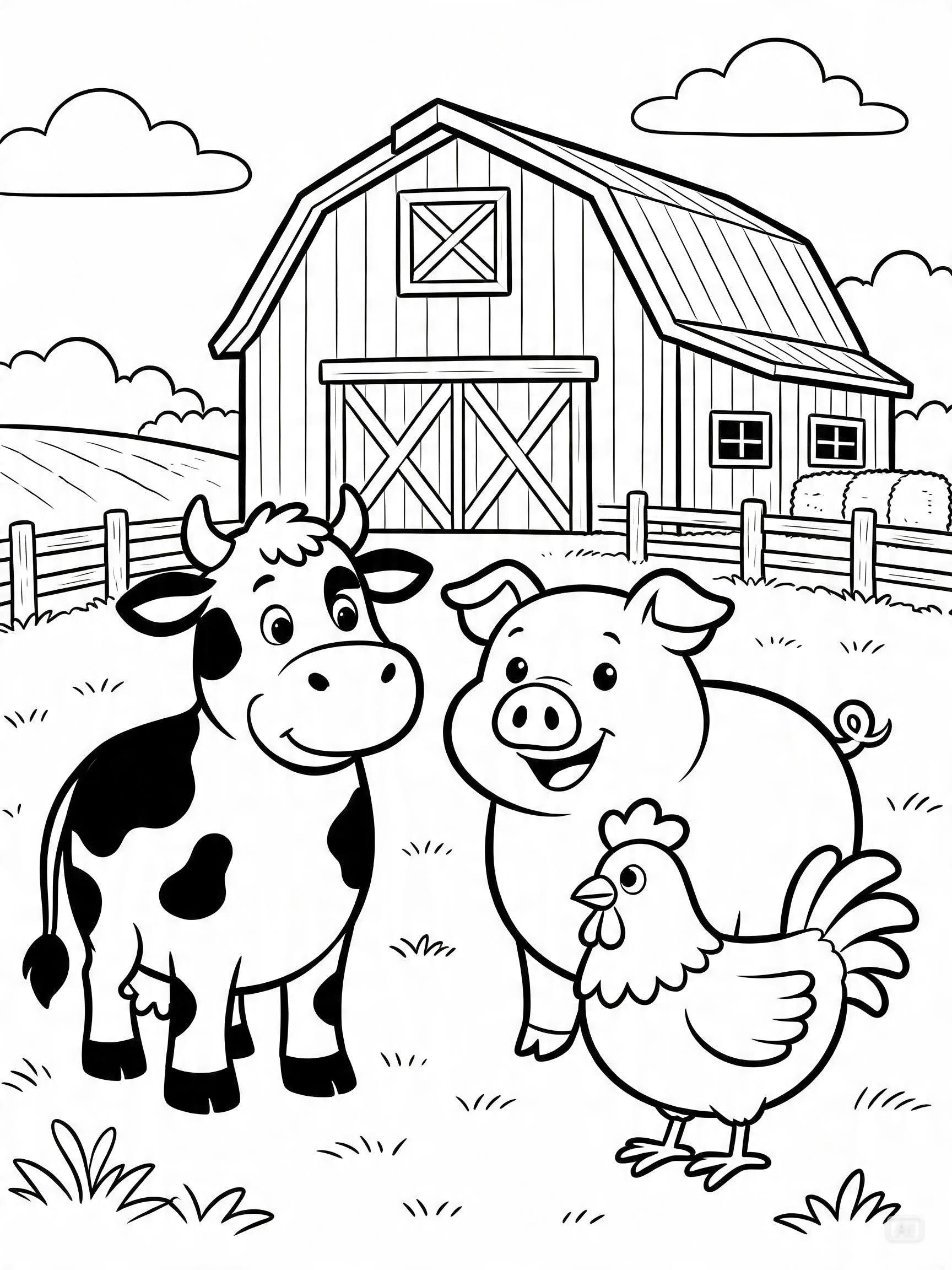 Farm animals coloring page generated by Pippit