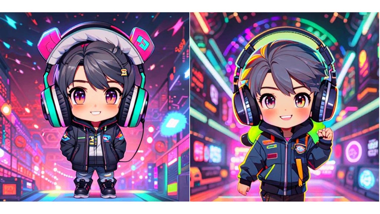 Ado-inspired chibi with bold colors