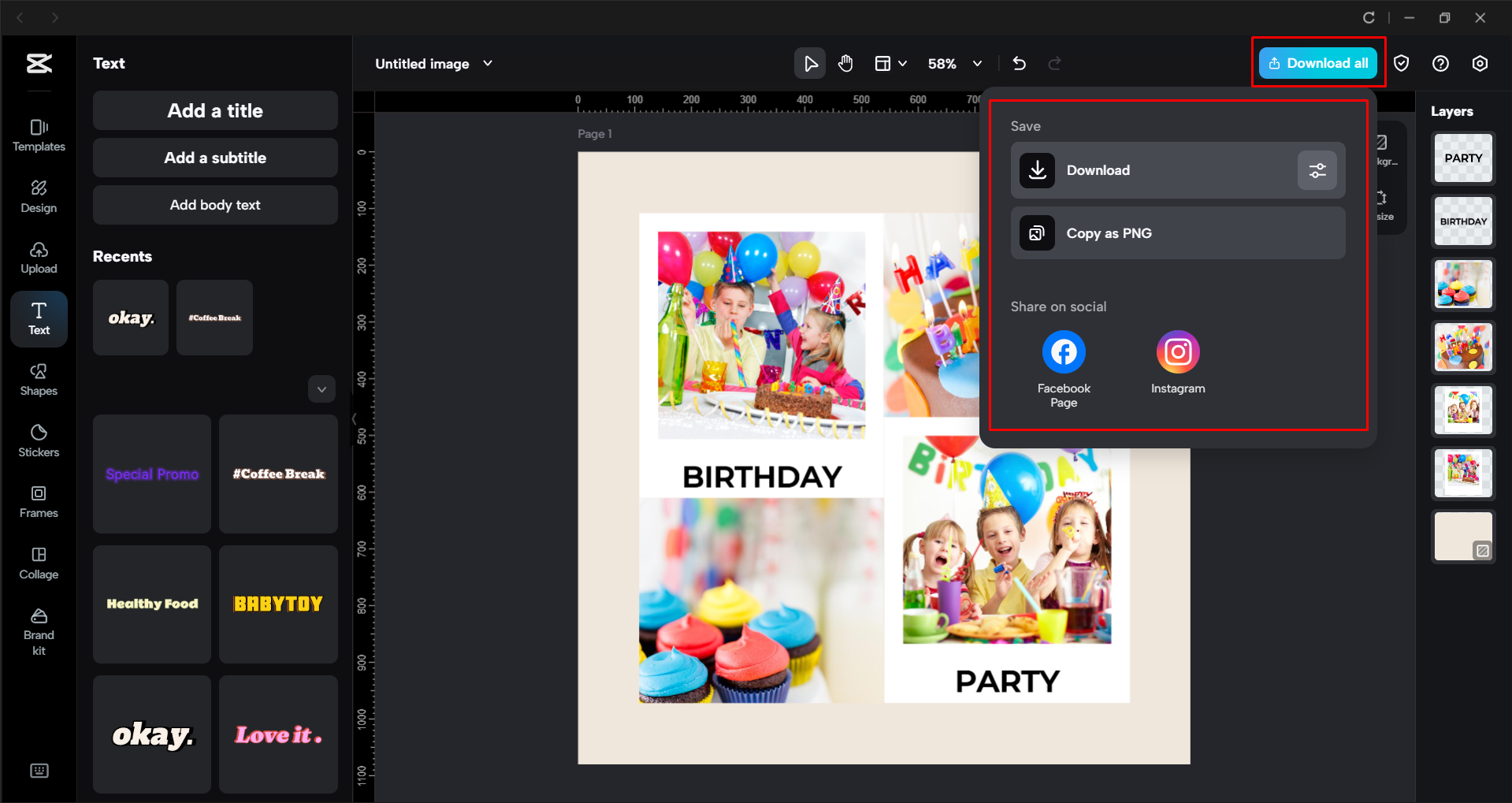 Exporting an image from the CapCut desktop video editor