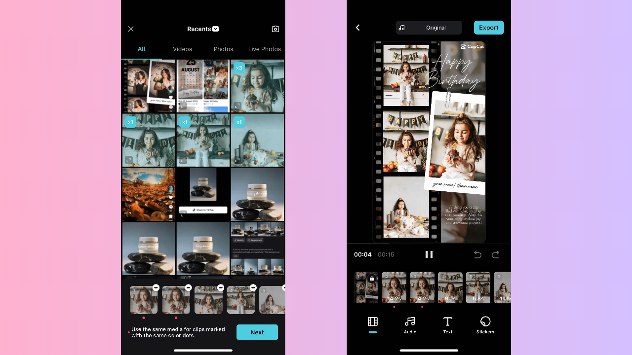 Add your personal photos and clips