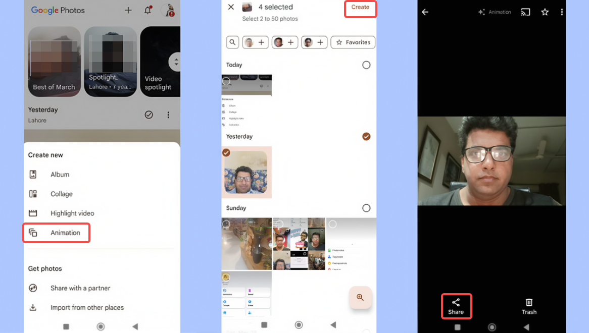 Creating a slideshow from Google Photos on mobile