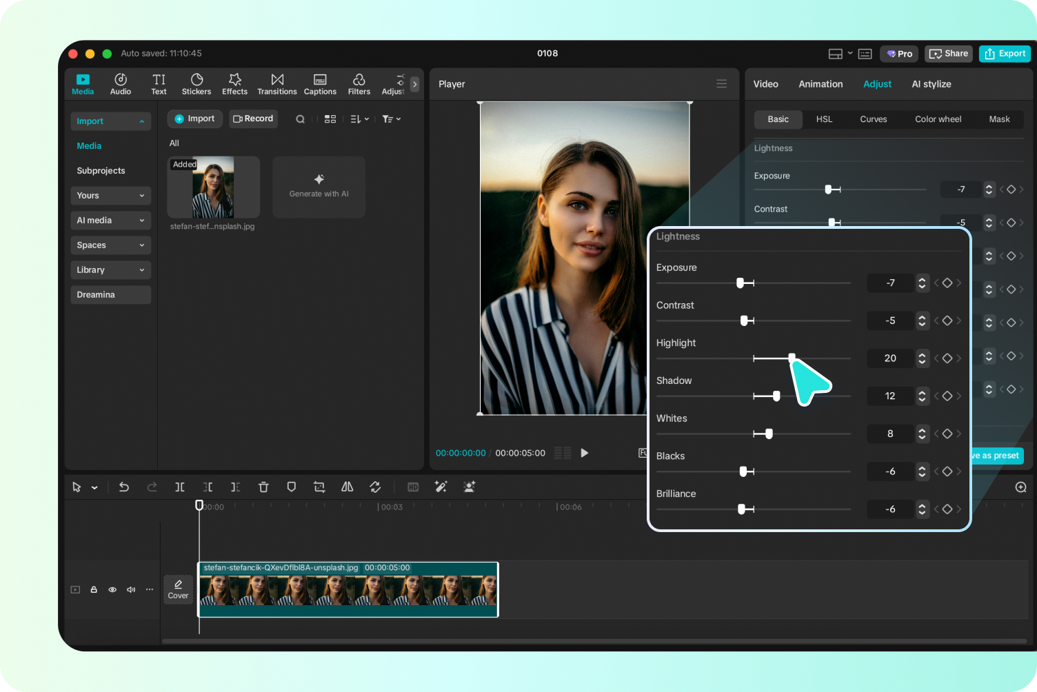Apply the dark effect to the photo 