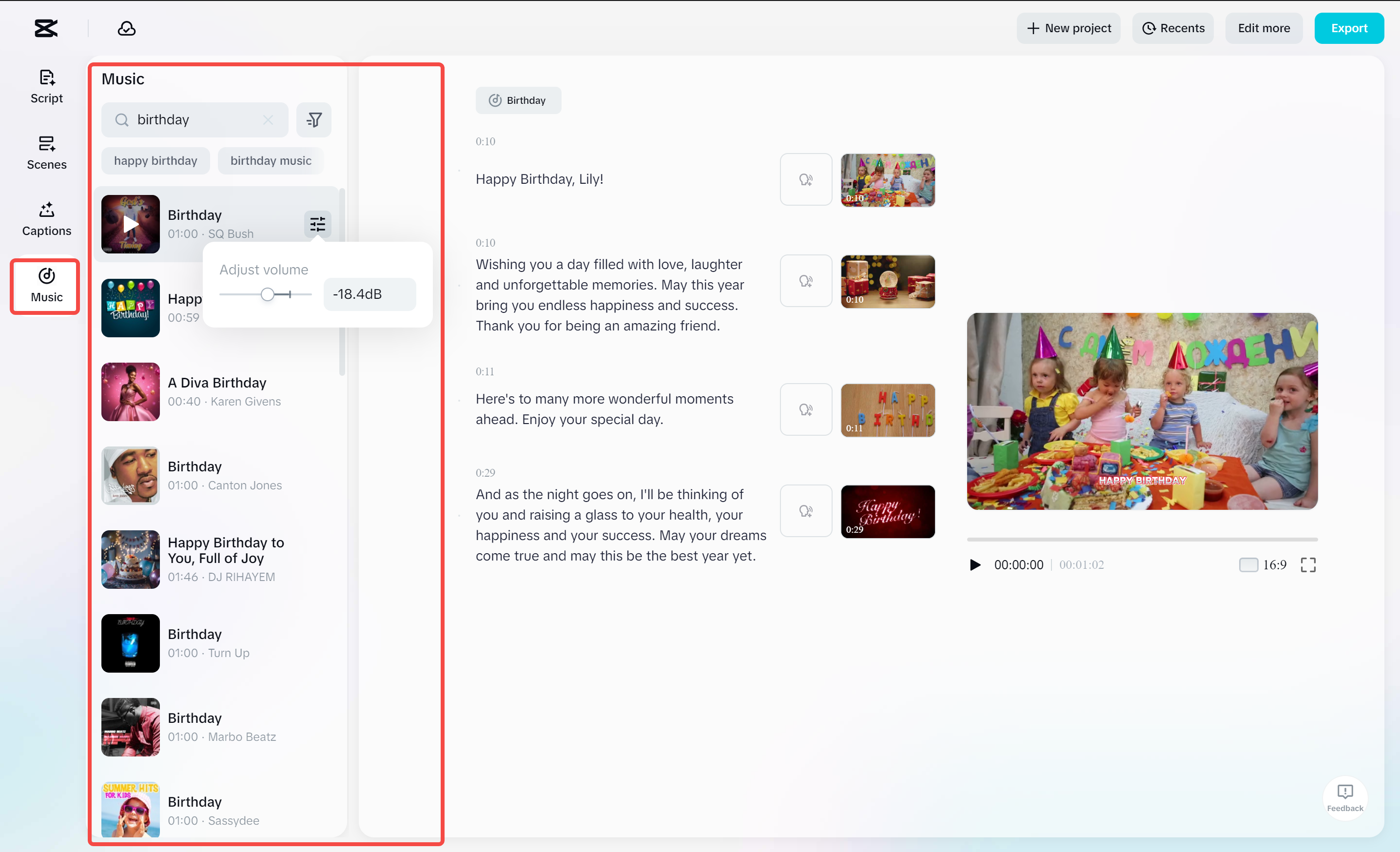 Adding background music to a video with the CapCut desktop video editor