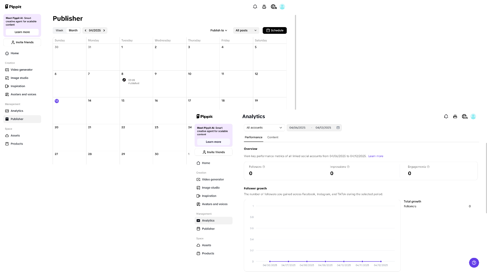 Auto-publishing and analytics to social platforms