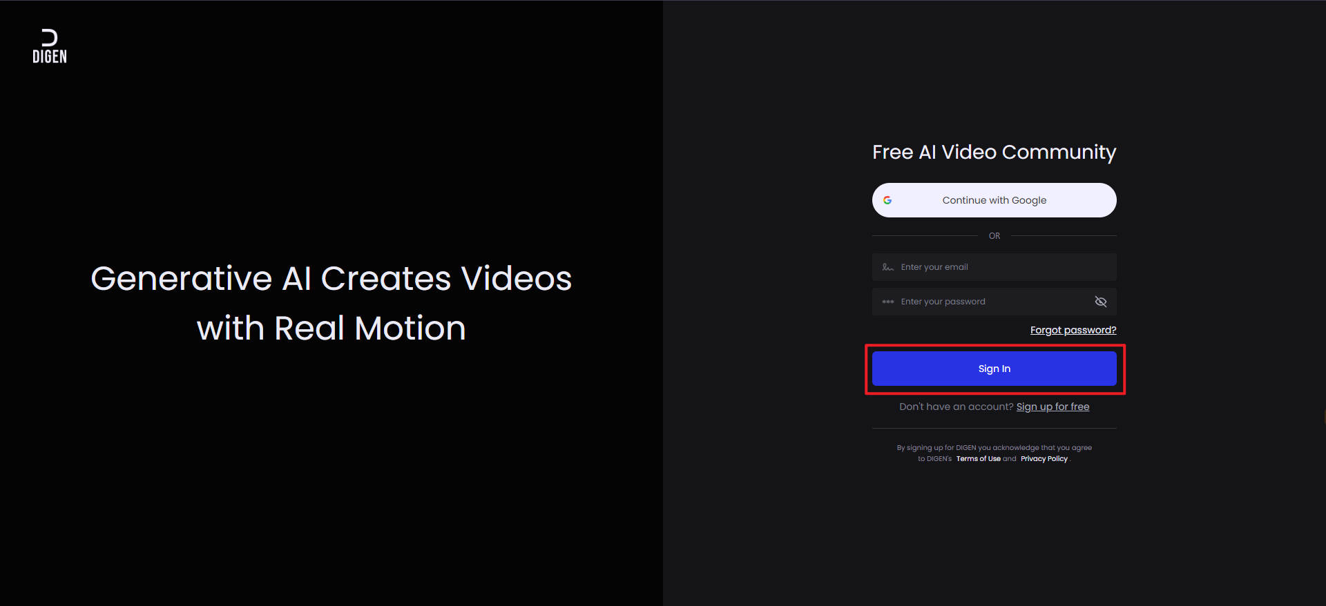 digen ai image to video