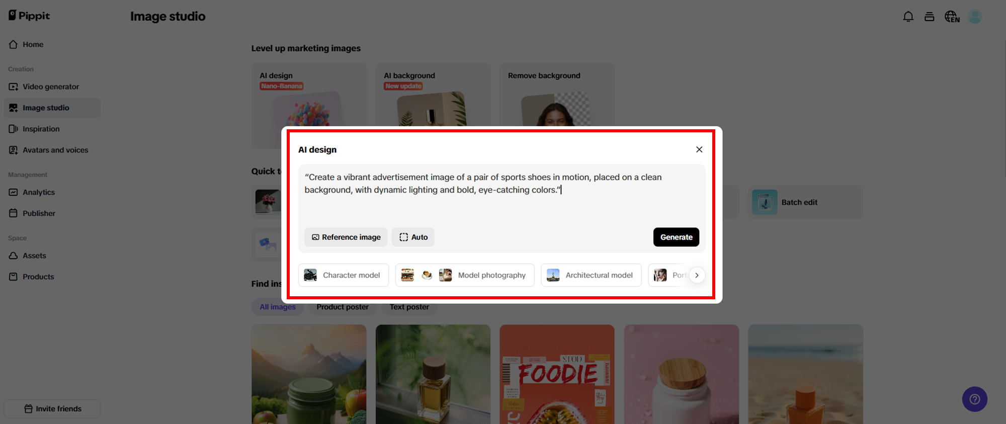 Enter prompts and generate