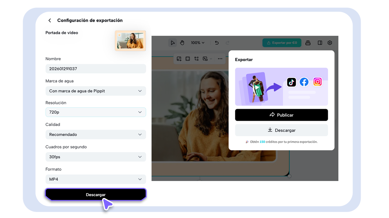 Exporta y comparte tu video divertido