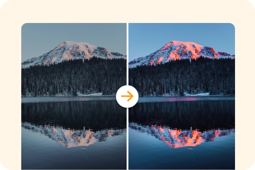 Correzione del colore dell'immagine AI per i paesaggi