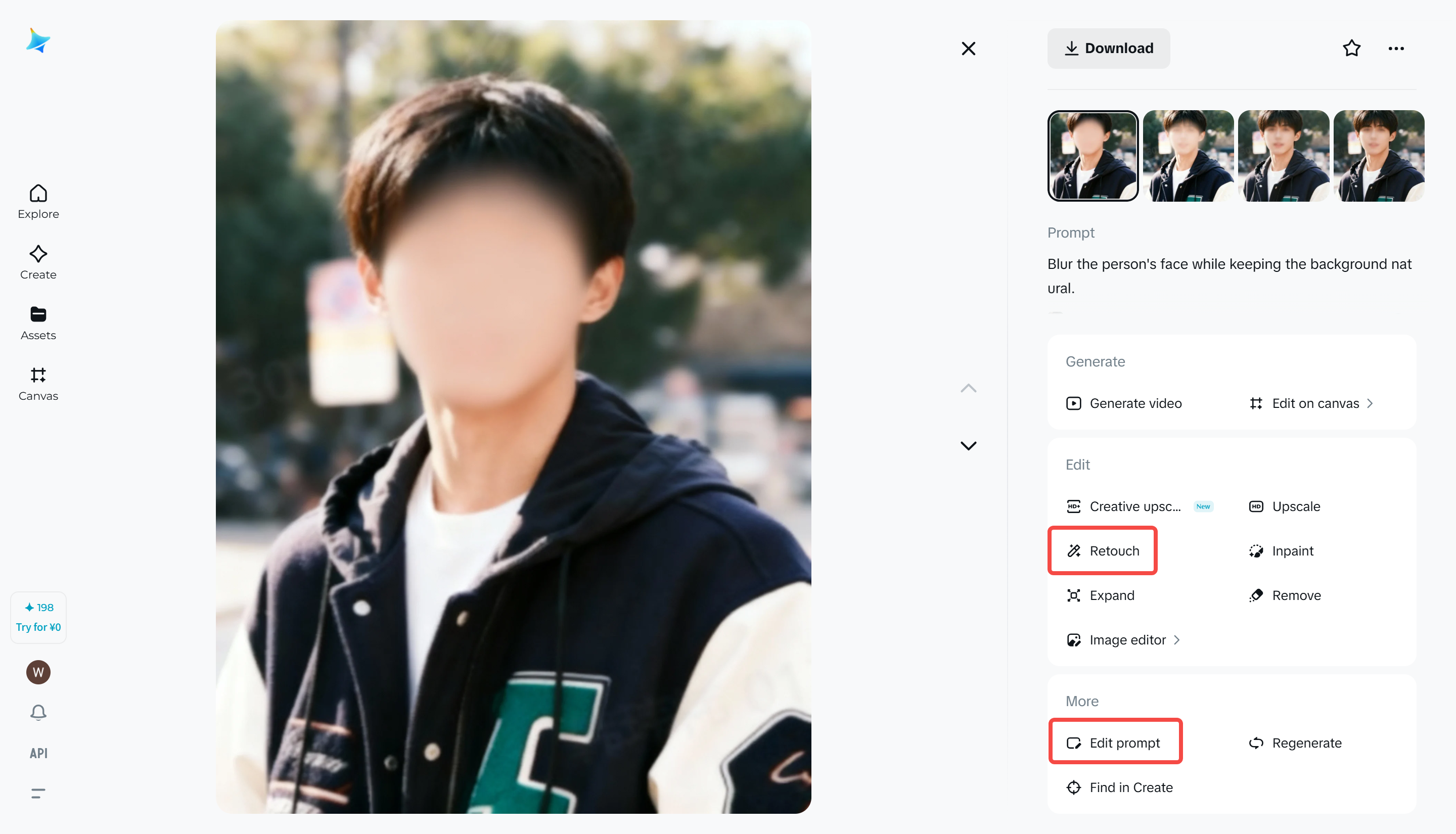 Apply blurr effect to complete the step of how to blur a face in a photo