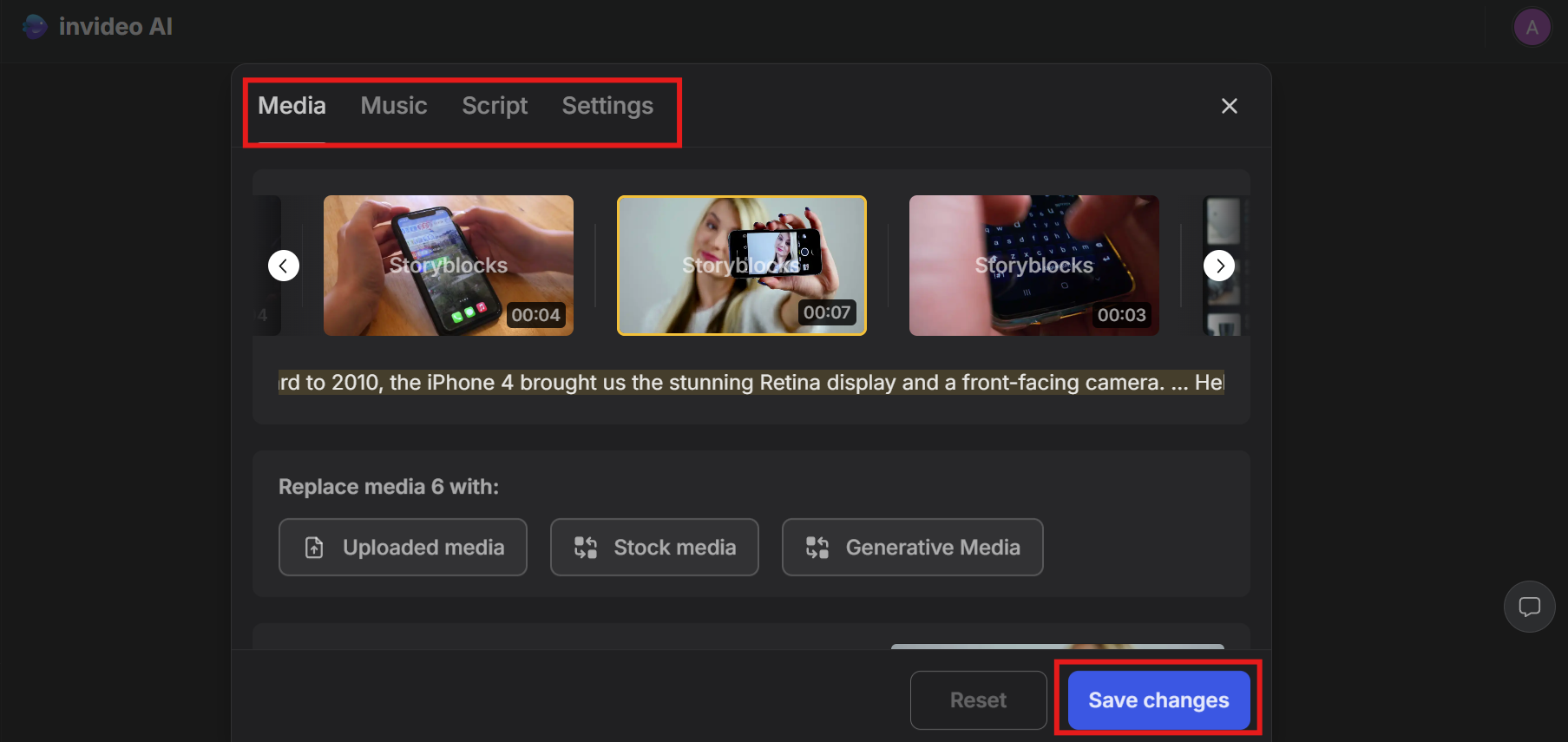 Modify and save the changes