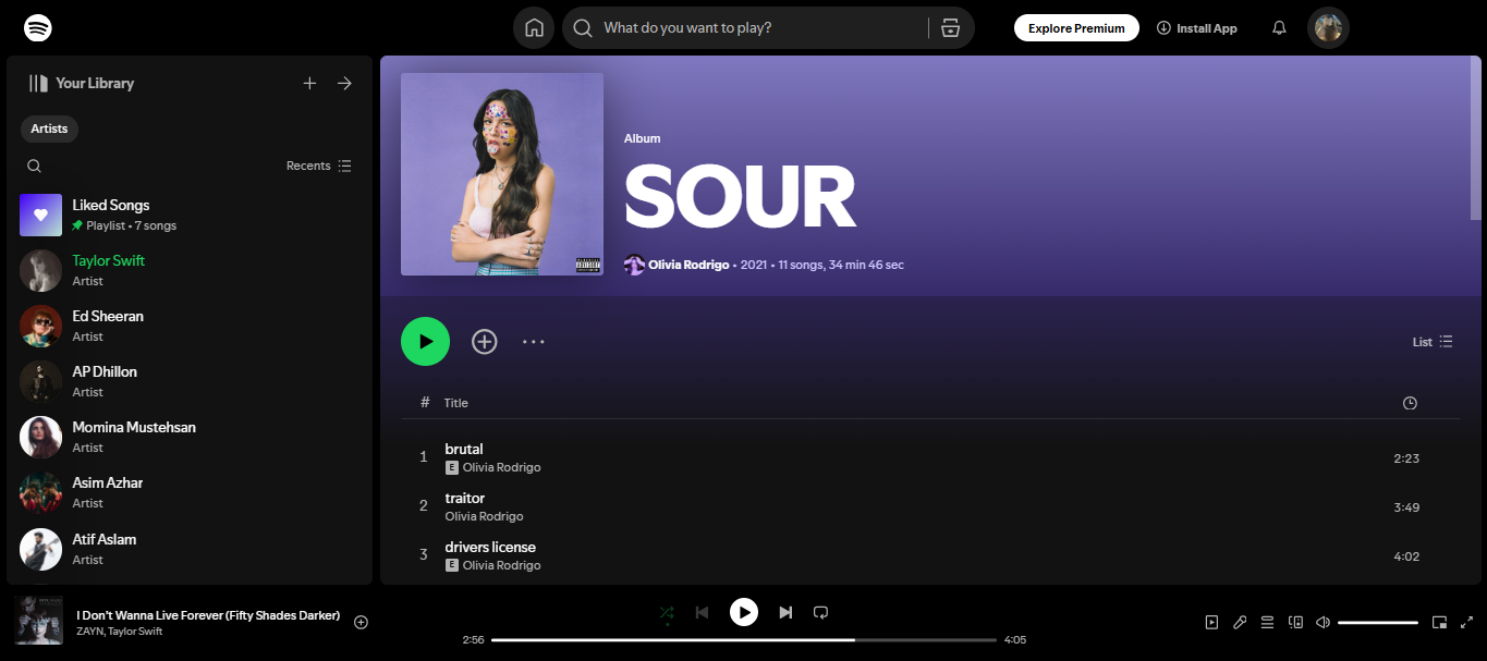 SOUR by Olivia Rodrigo – the most listened-to album on Spotify