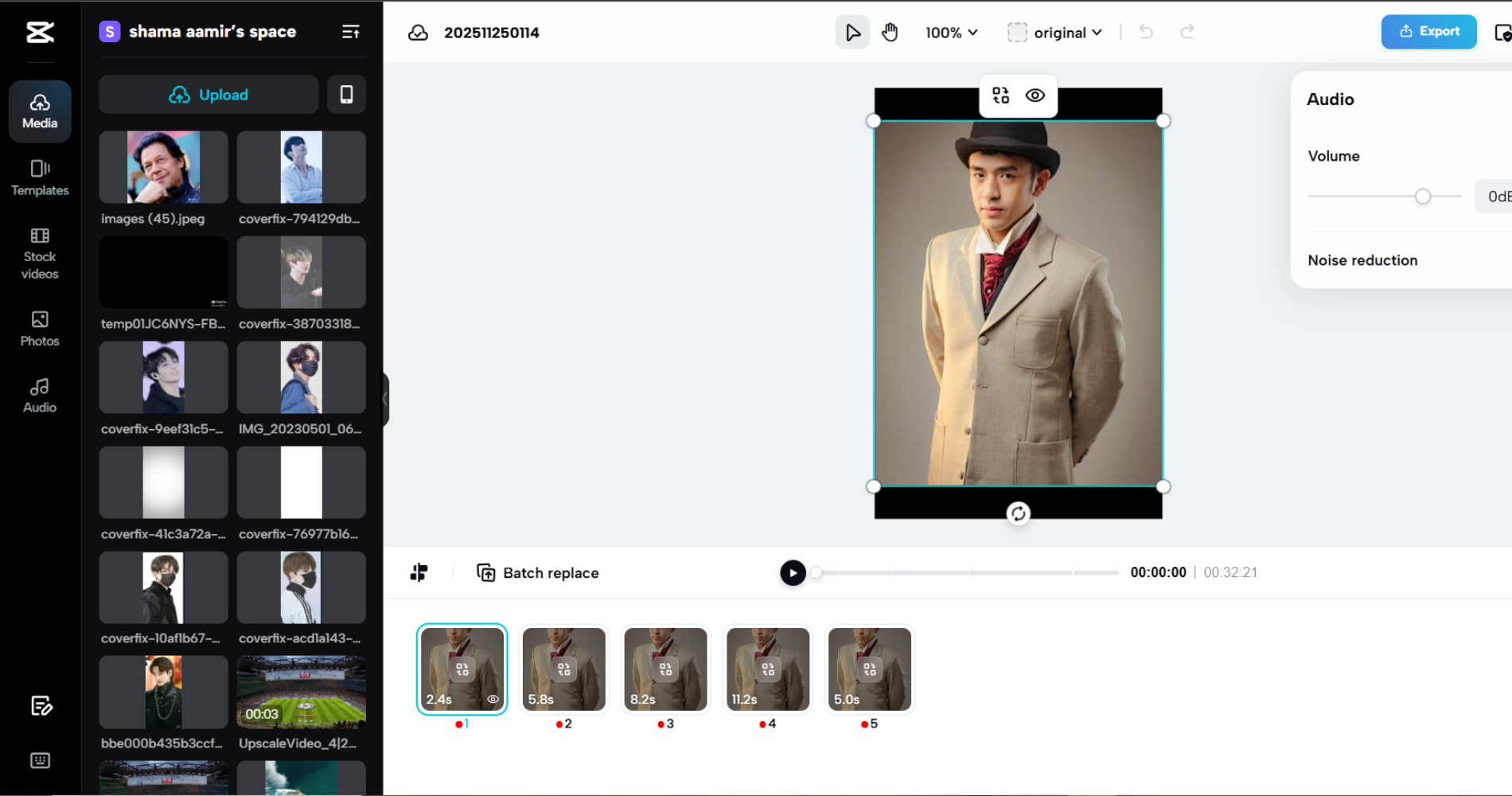 Replace video clips, adjust media placement, and modify text in CapCut’s video editing interface