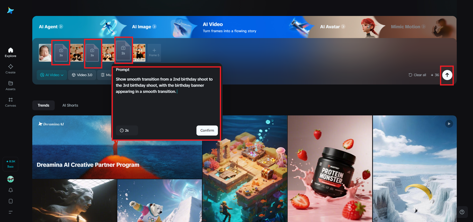 Add prompts and adjust transition duration