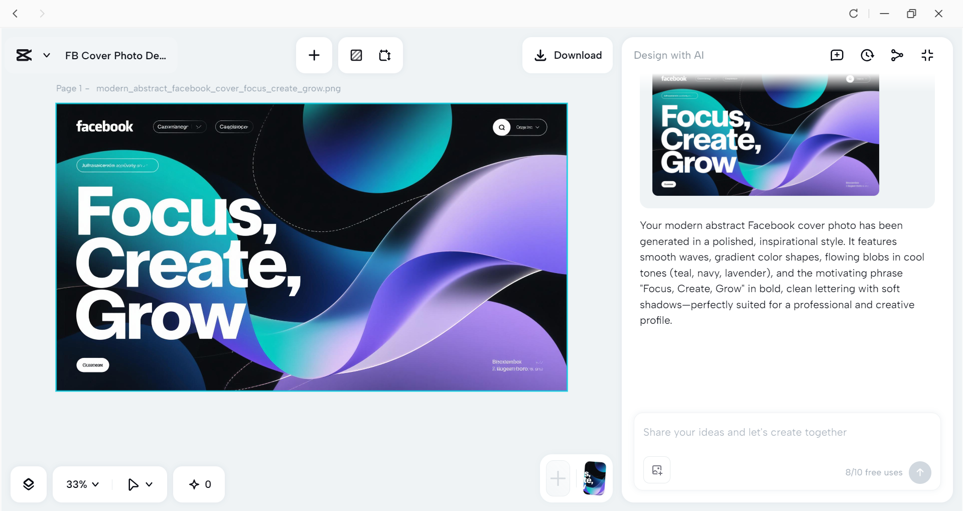 Generating the cover photo in the CapCut desktop video editor