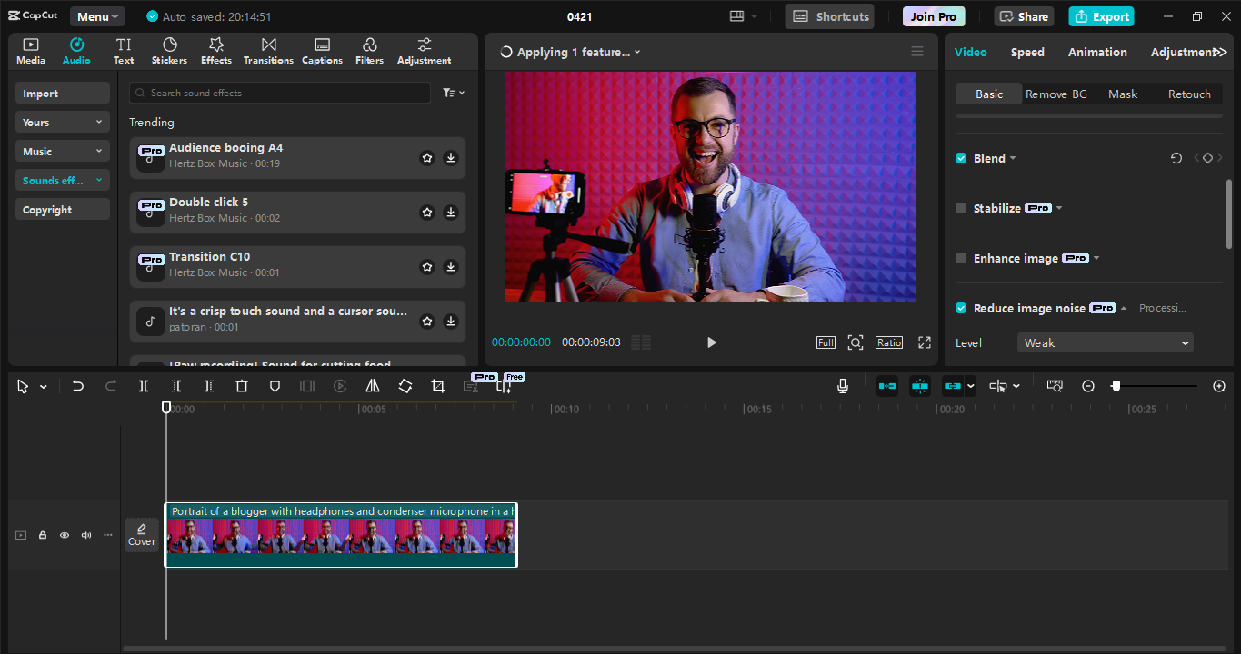 Antara muka CapCut editor video desktop - perisian rakaman terbaik untuk podcast