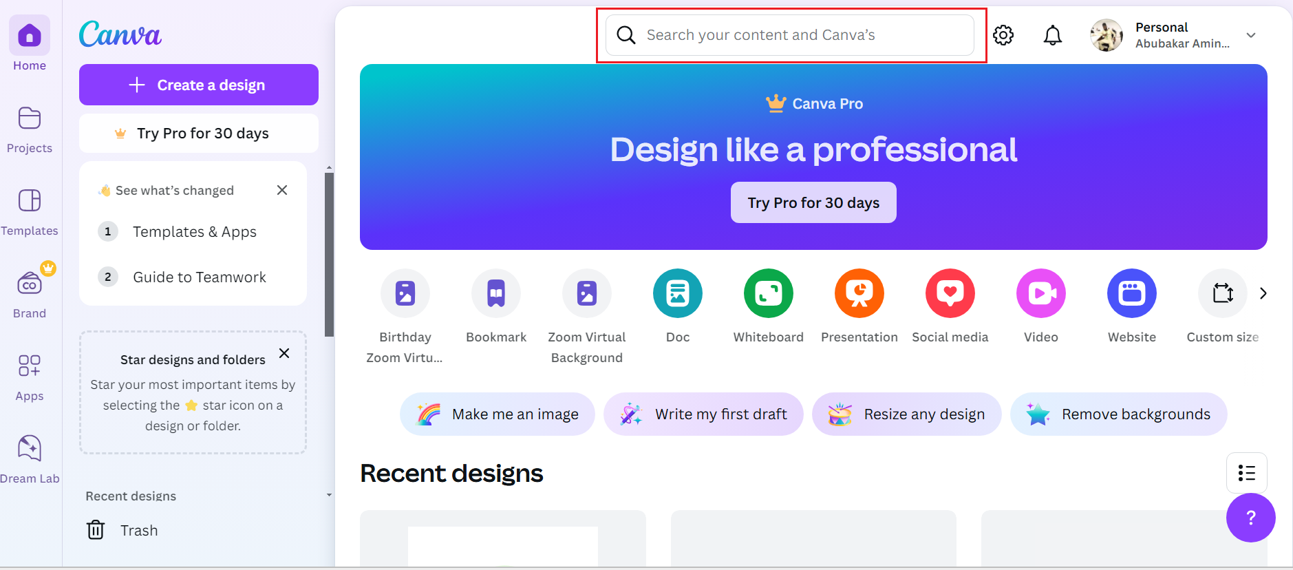 Sélectionnez le modèle approprié dans Canva