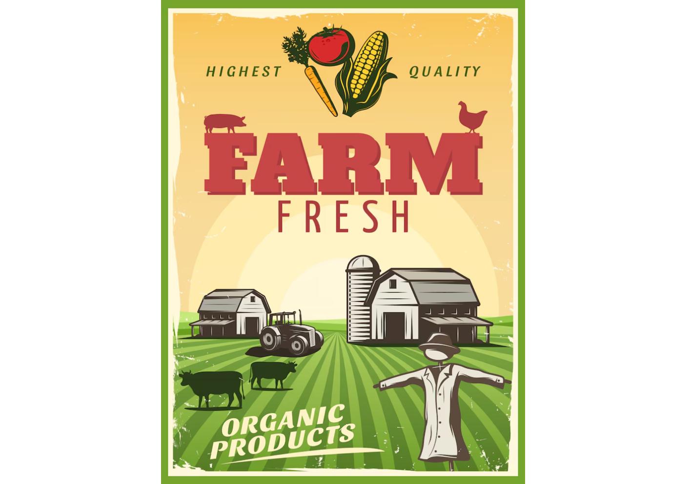 Farm poster with bold clear text