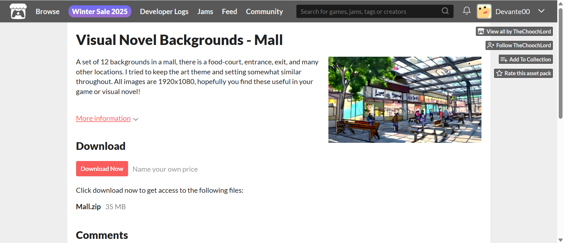 itch.io background asset library