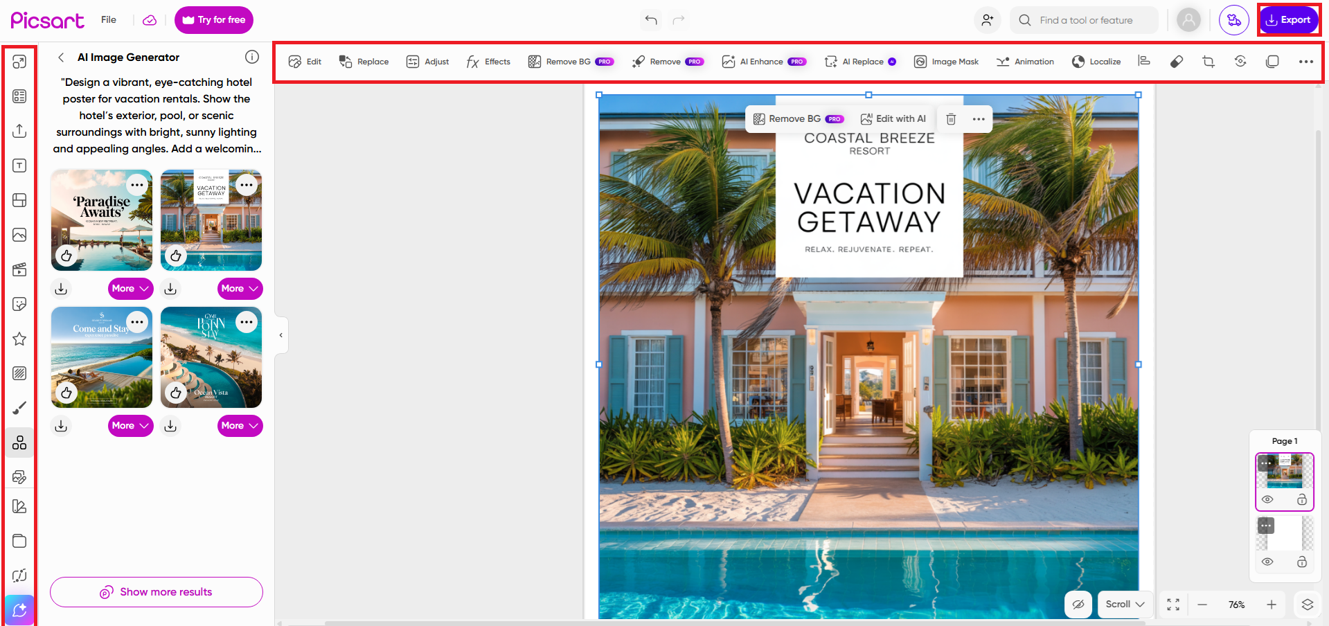 Edit and export your real estate poster