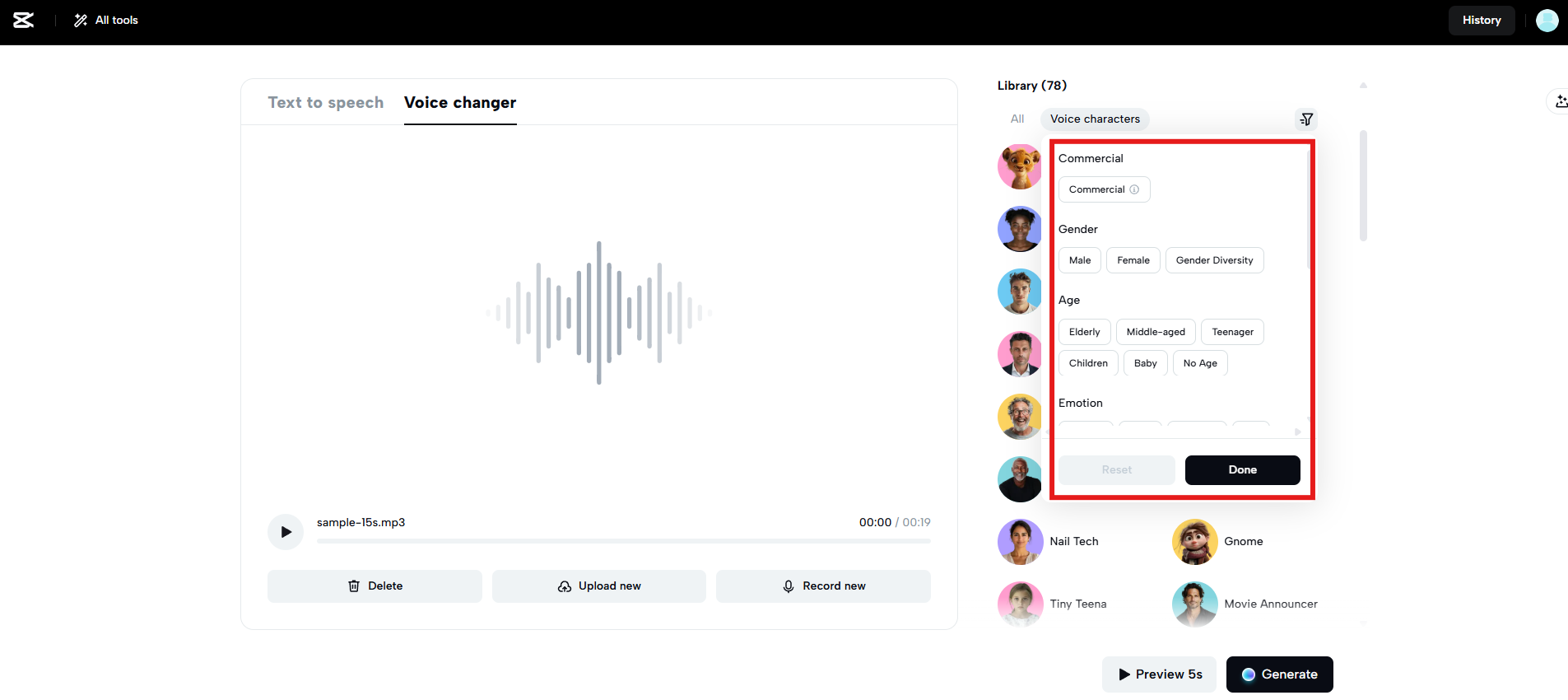 Apply the AI voice effect