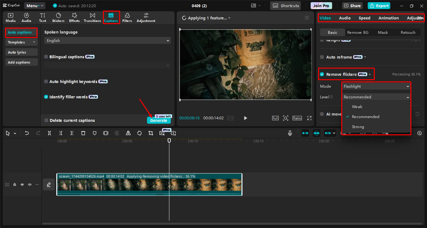 Enhancing your screen recording in the CapCut desktop video editor