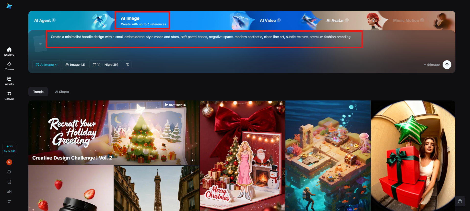 Conectați-vă la Dreamina și adăugați un mesaj text