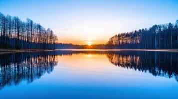 Escena de naturaleza tranquila con tonos verdes, azules o beige suaves