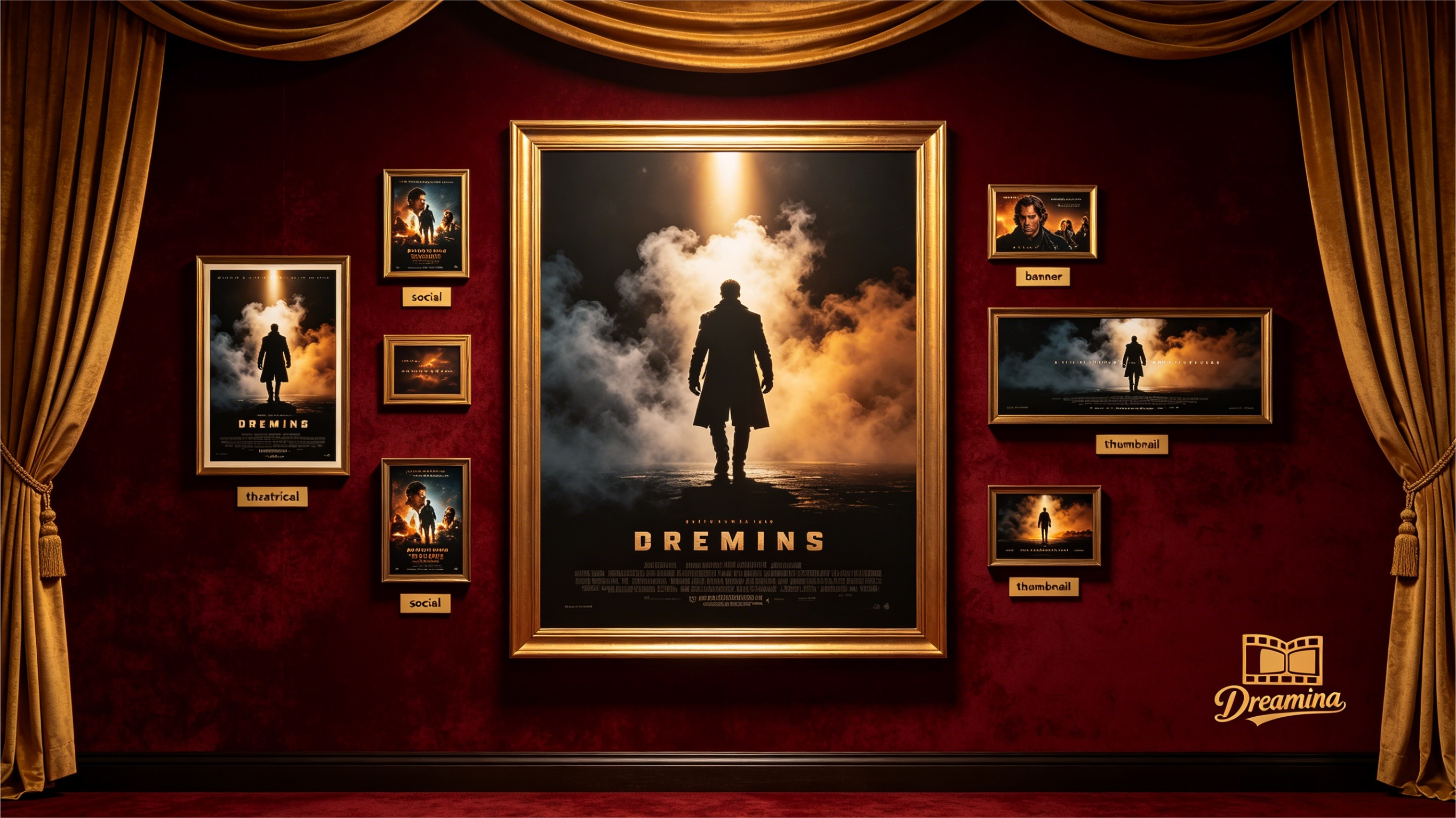 Dreamina AI สร้างโปสเตอร์ภาพยนตร์ด้วยแสงที่น่าทึ่ง องค์ประกอบโฟกัสที่แข็งแกร่ง และเลย์เอาต์ที่เป็นมิตรกับข้อความสำหรับศิลปะคีย์สไตล์ภาพยนตร์และทีเซอร์แอนิเมชั่น