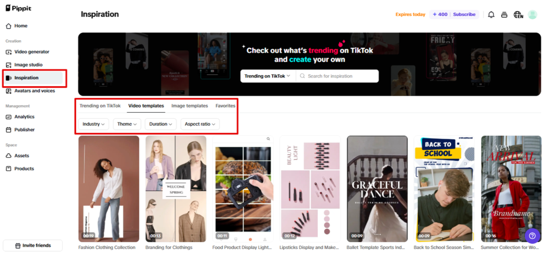 Pre-cleared assets in Pippit