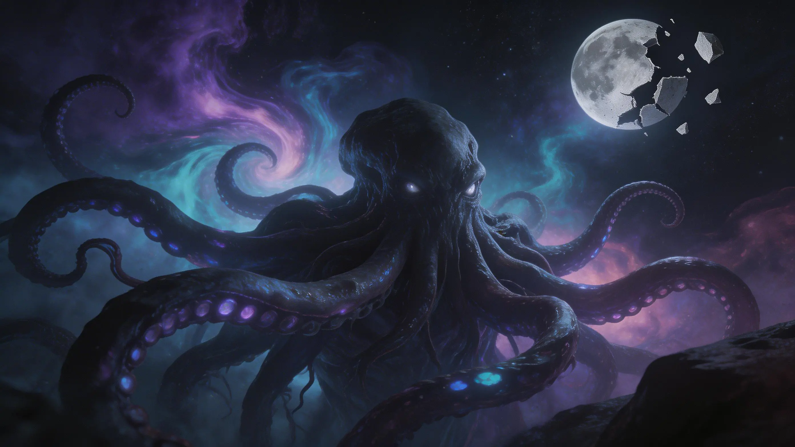 Entidade Eldritch no vazio cósmico