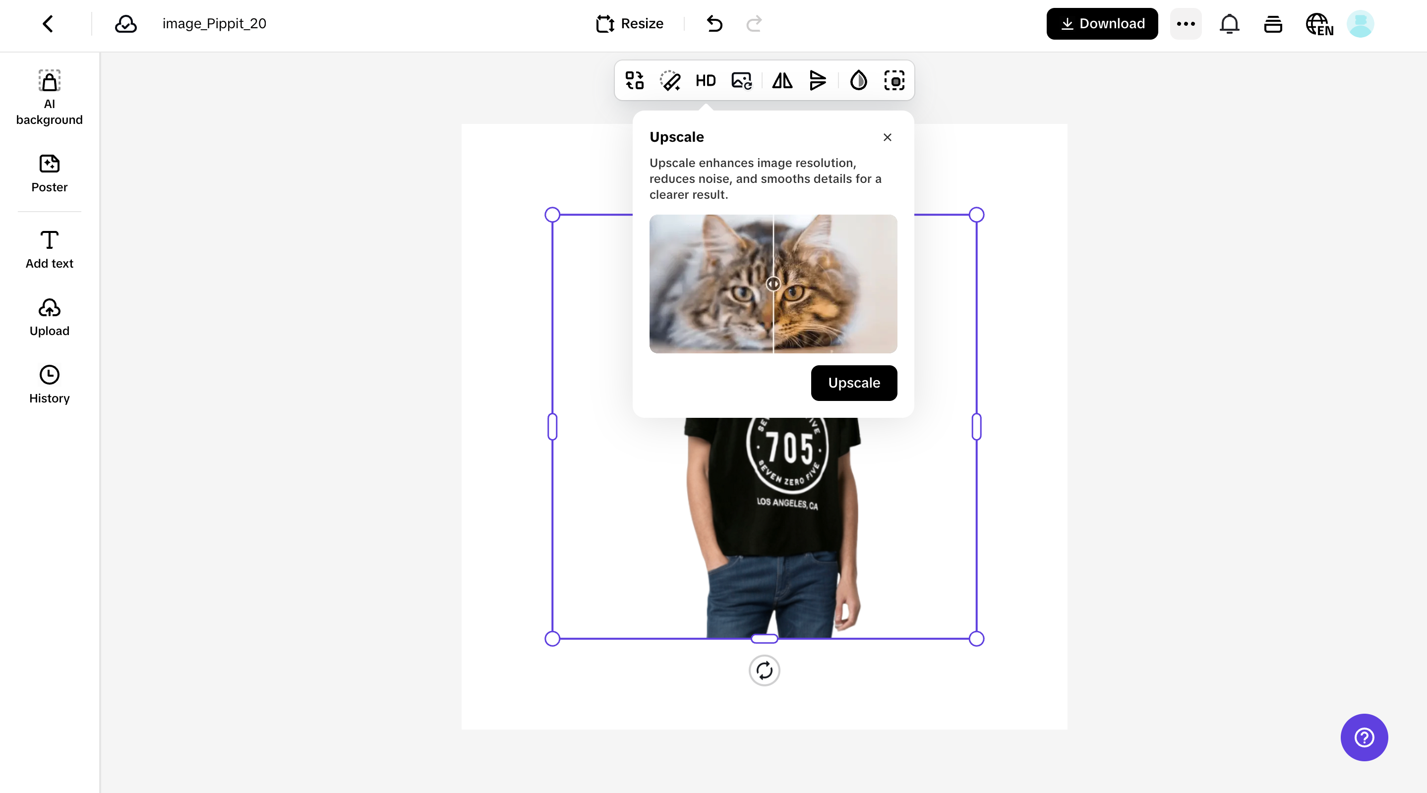 Image upscaling for increasing resolutiom