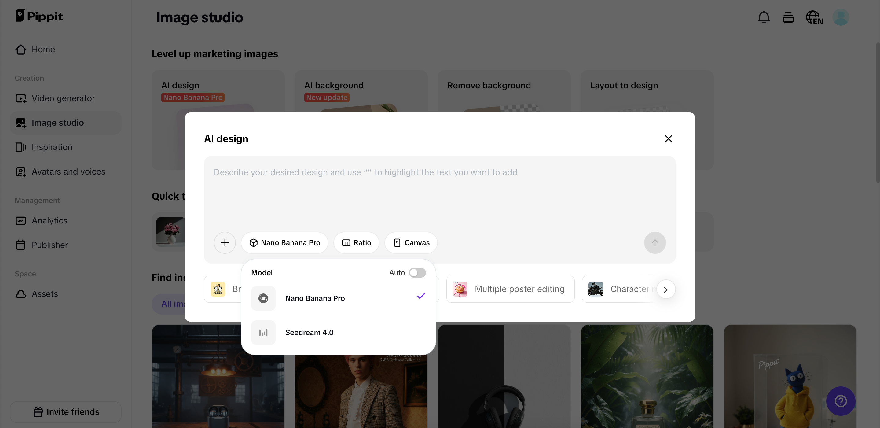AI design tool in Pippit
