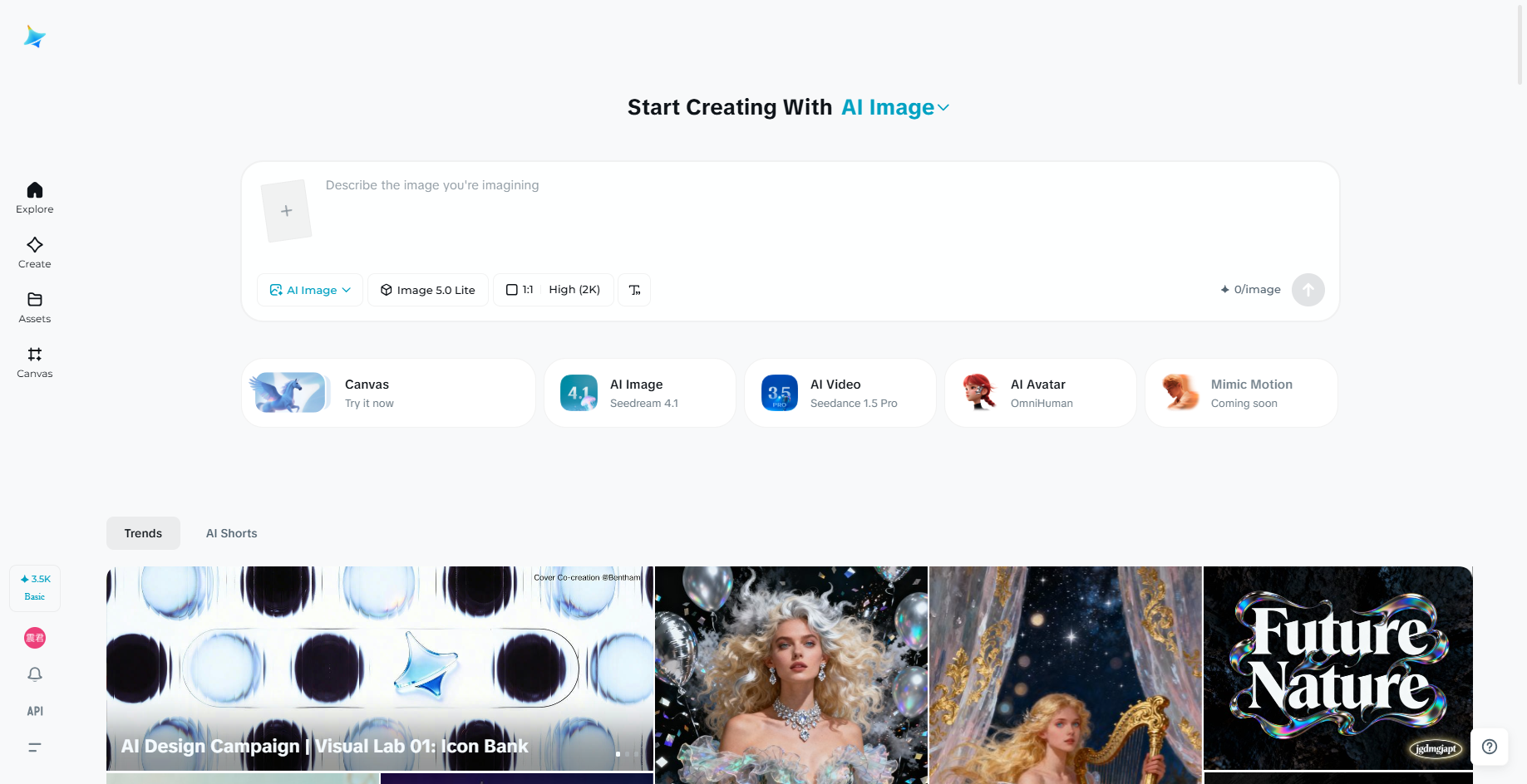 Dreamina interface
