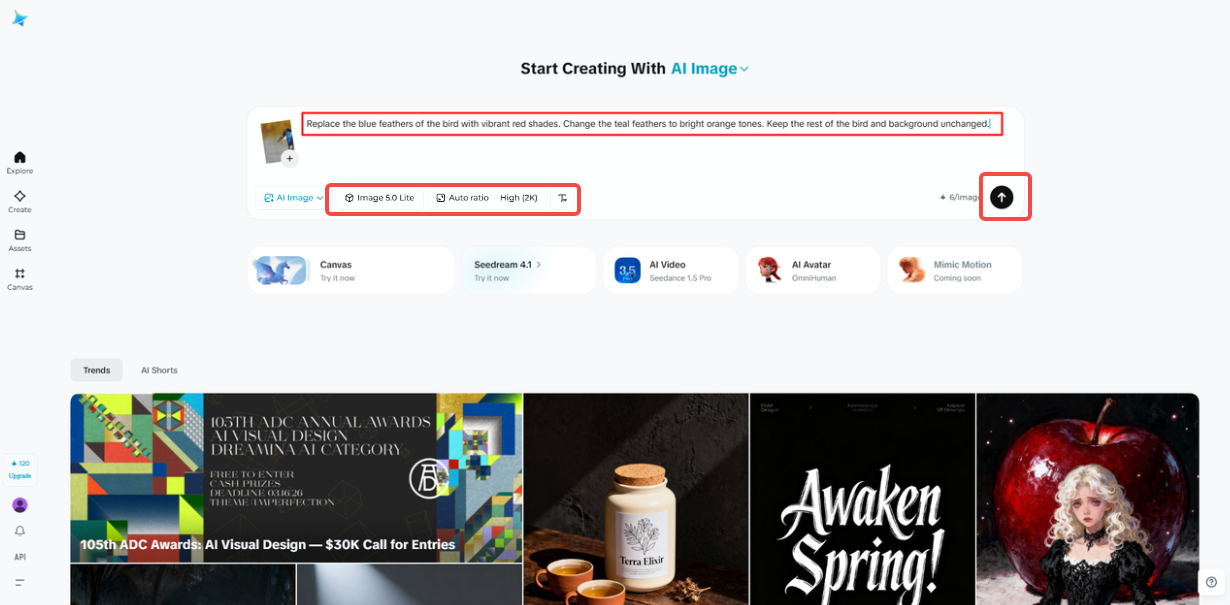 Select an image model for image color changing