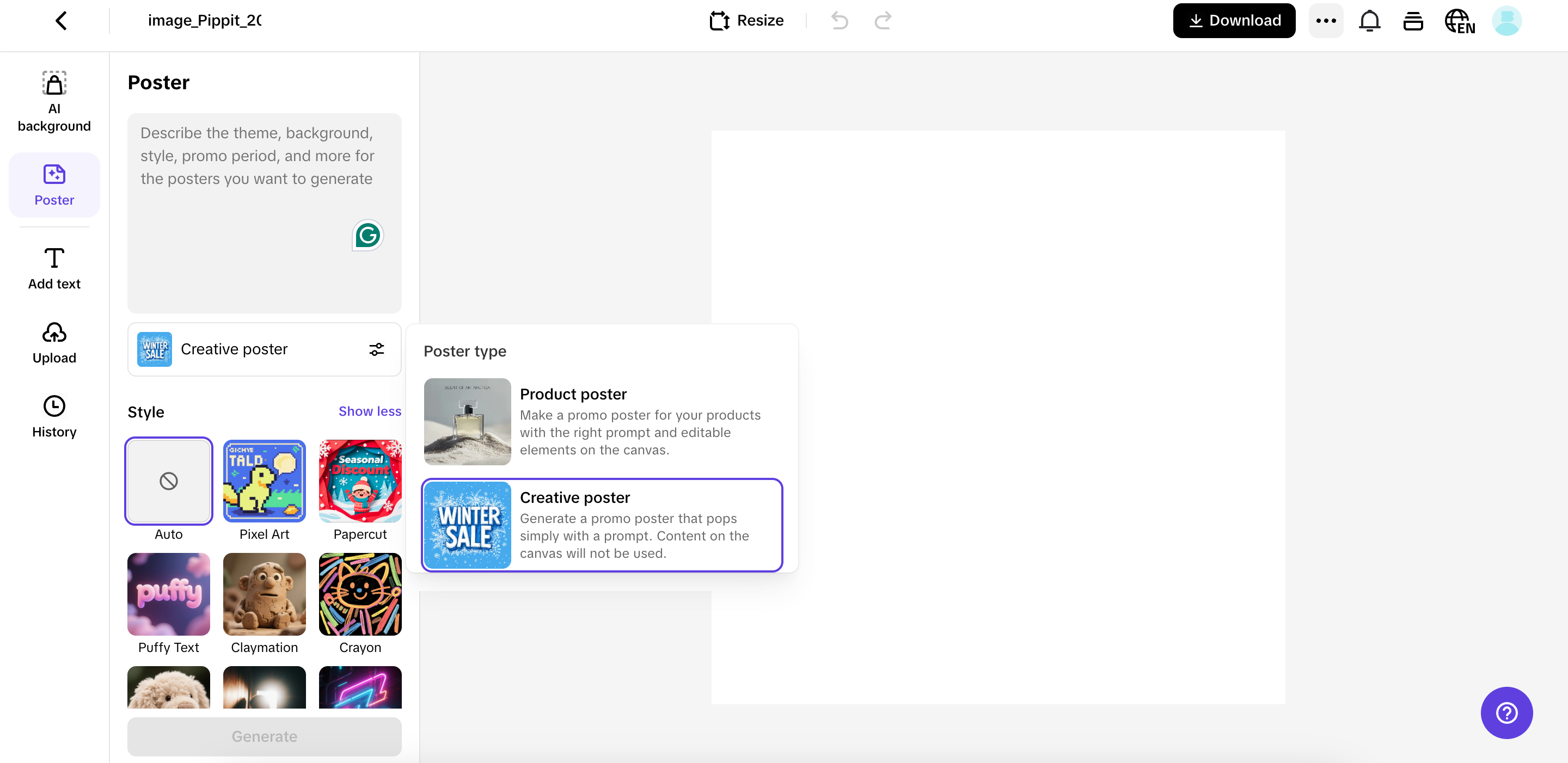 Open the poster feature