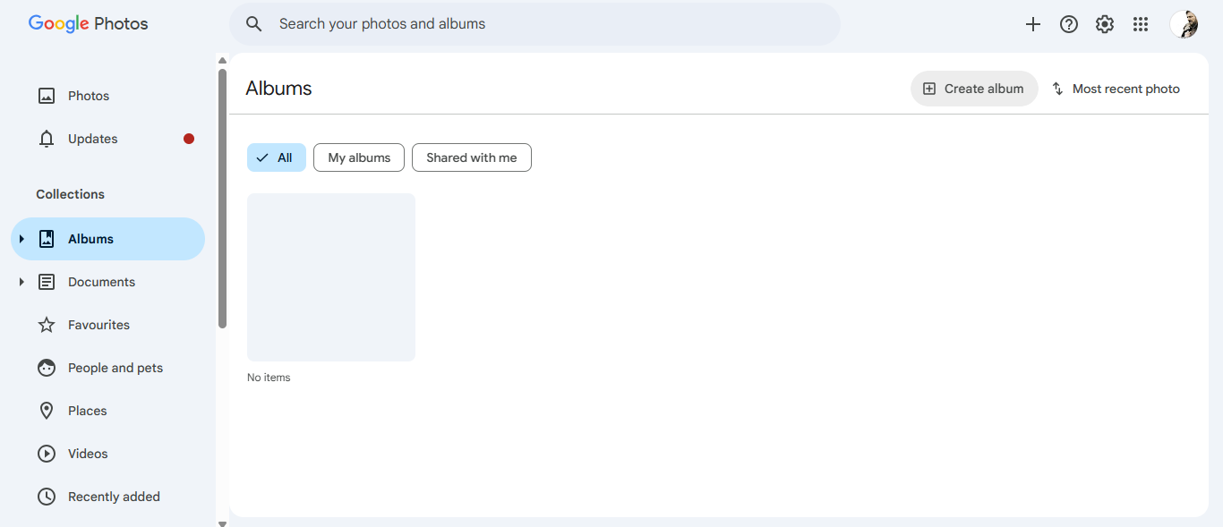 Open Google Photos and create an album