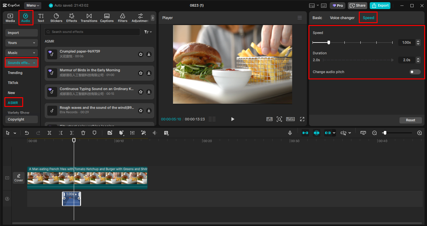 Tối ưu hóa video ASMR trong trình CapCut chỉnh sửa video trên máy tính để bàn