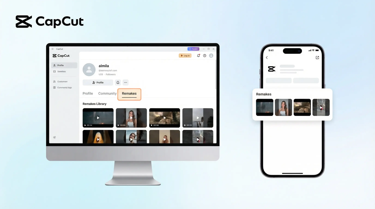 fint the remakes on CapCut