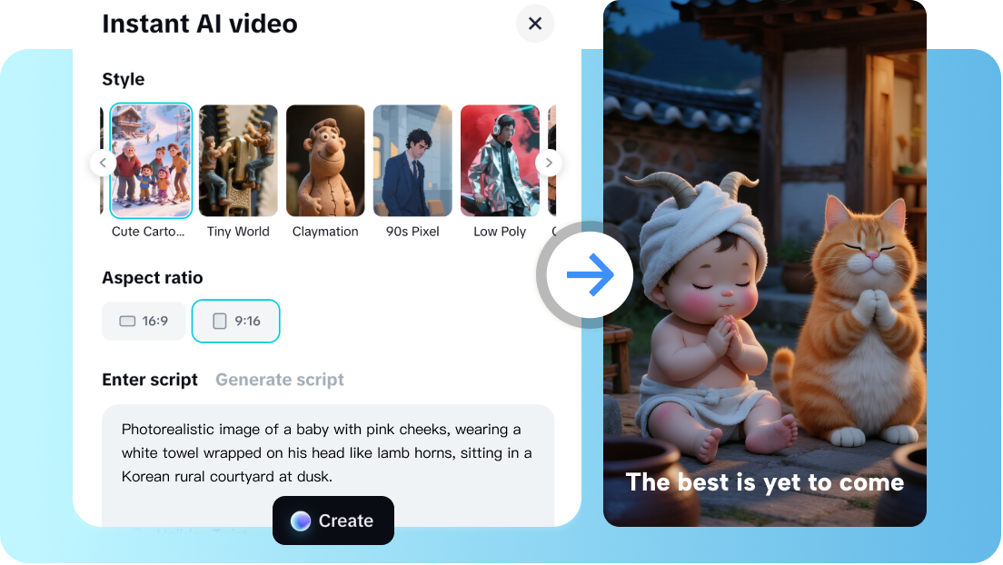 Générateur de vidéo IA : comprendre les entrées et le premier export