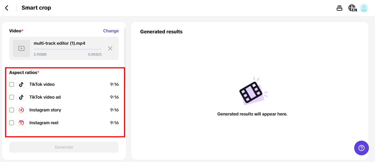 Select the aspect ratio
