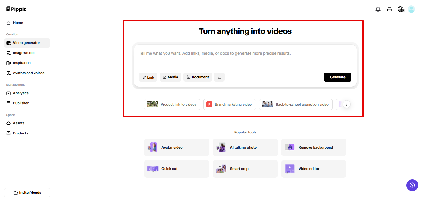 Pippit video generator