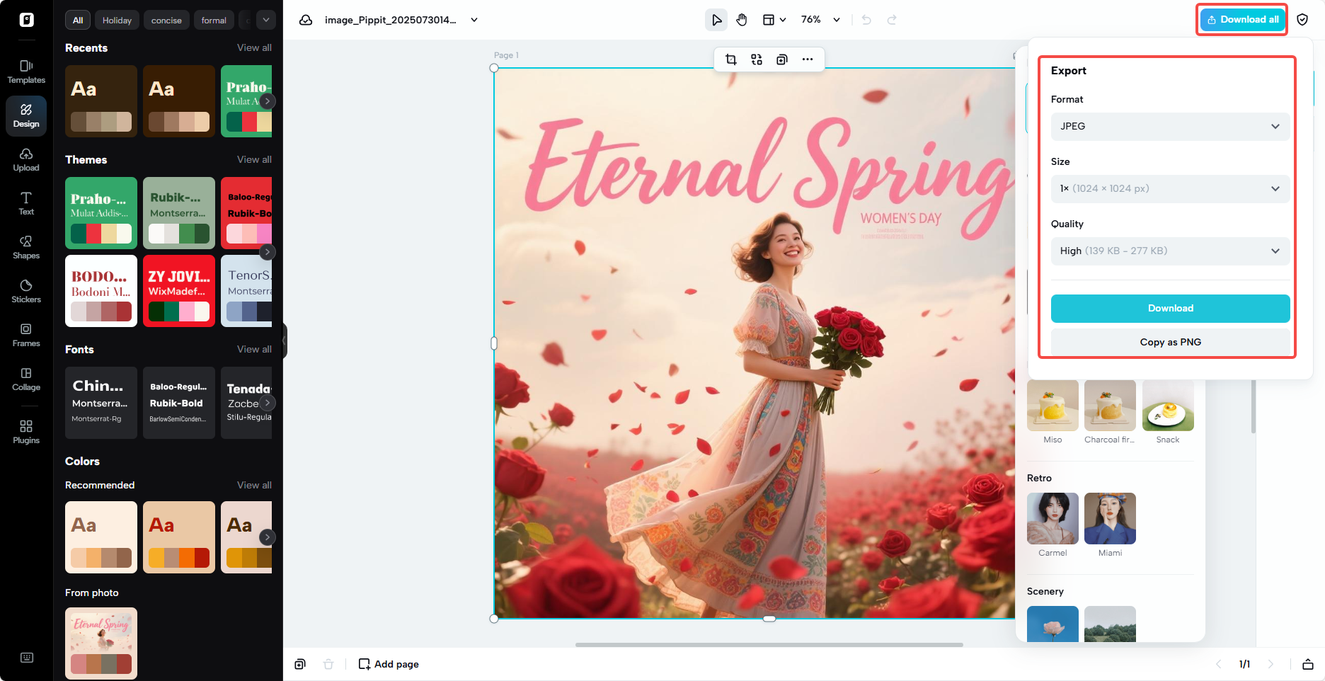 Export and share