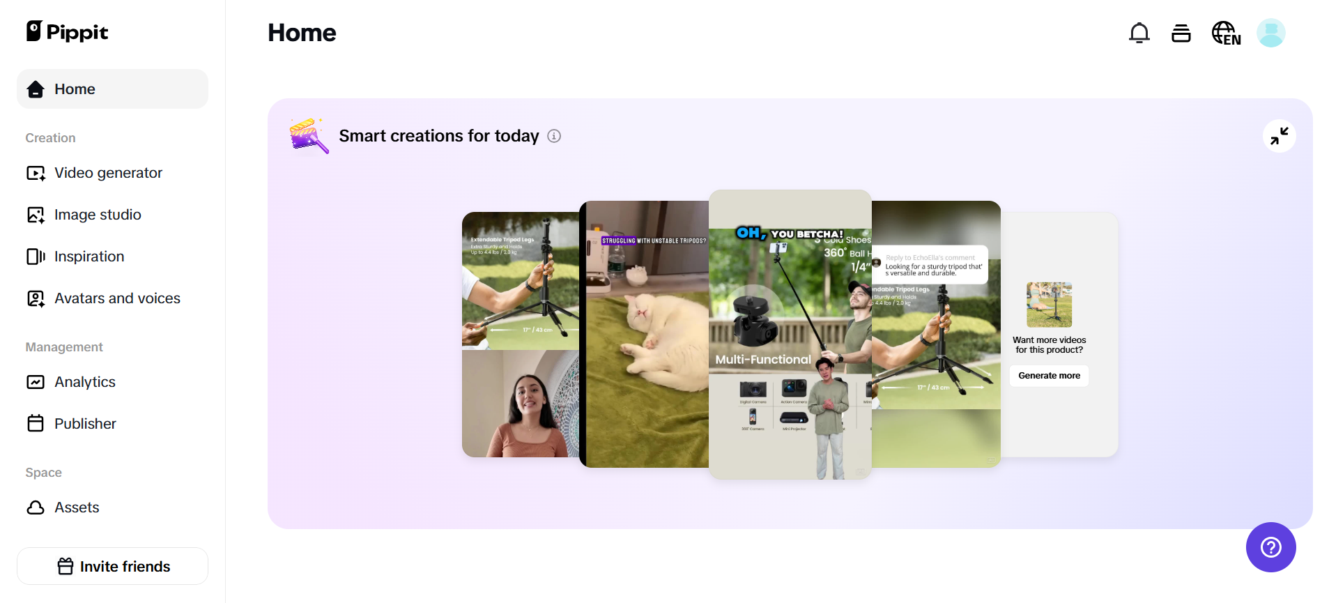 Pippit's interface
