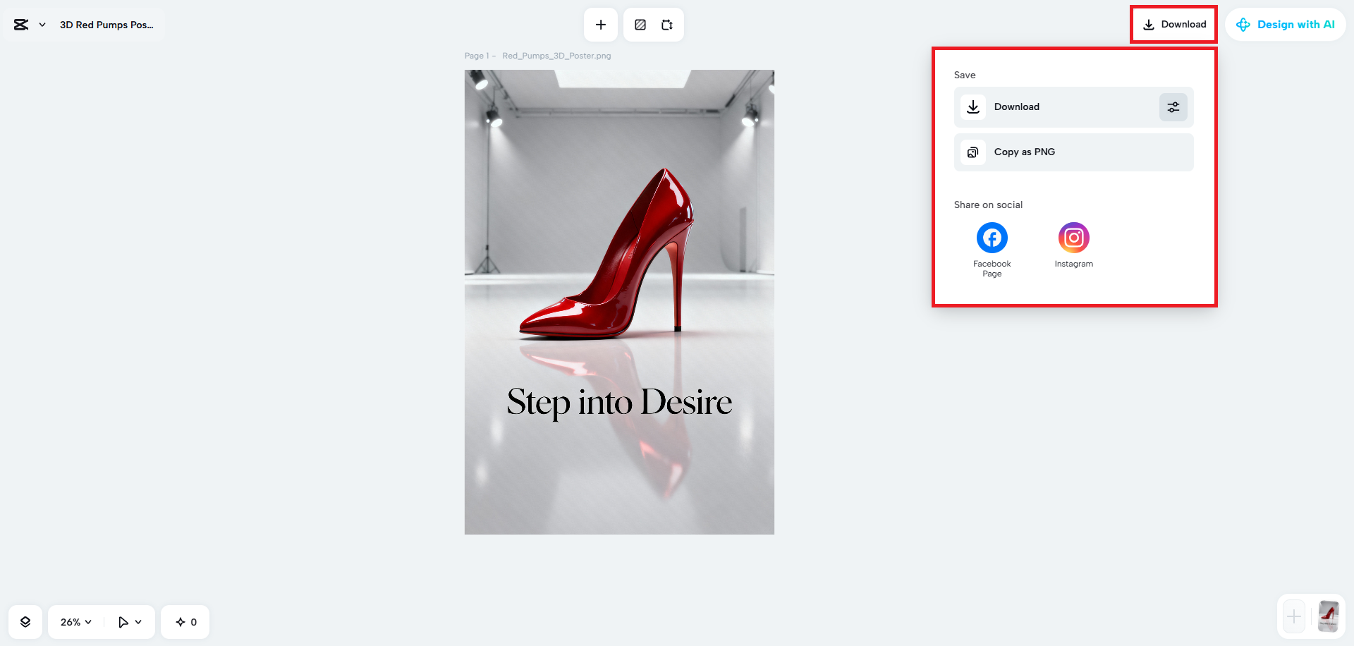 Export your 3D poster