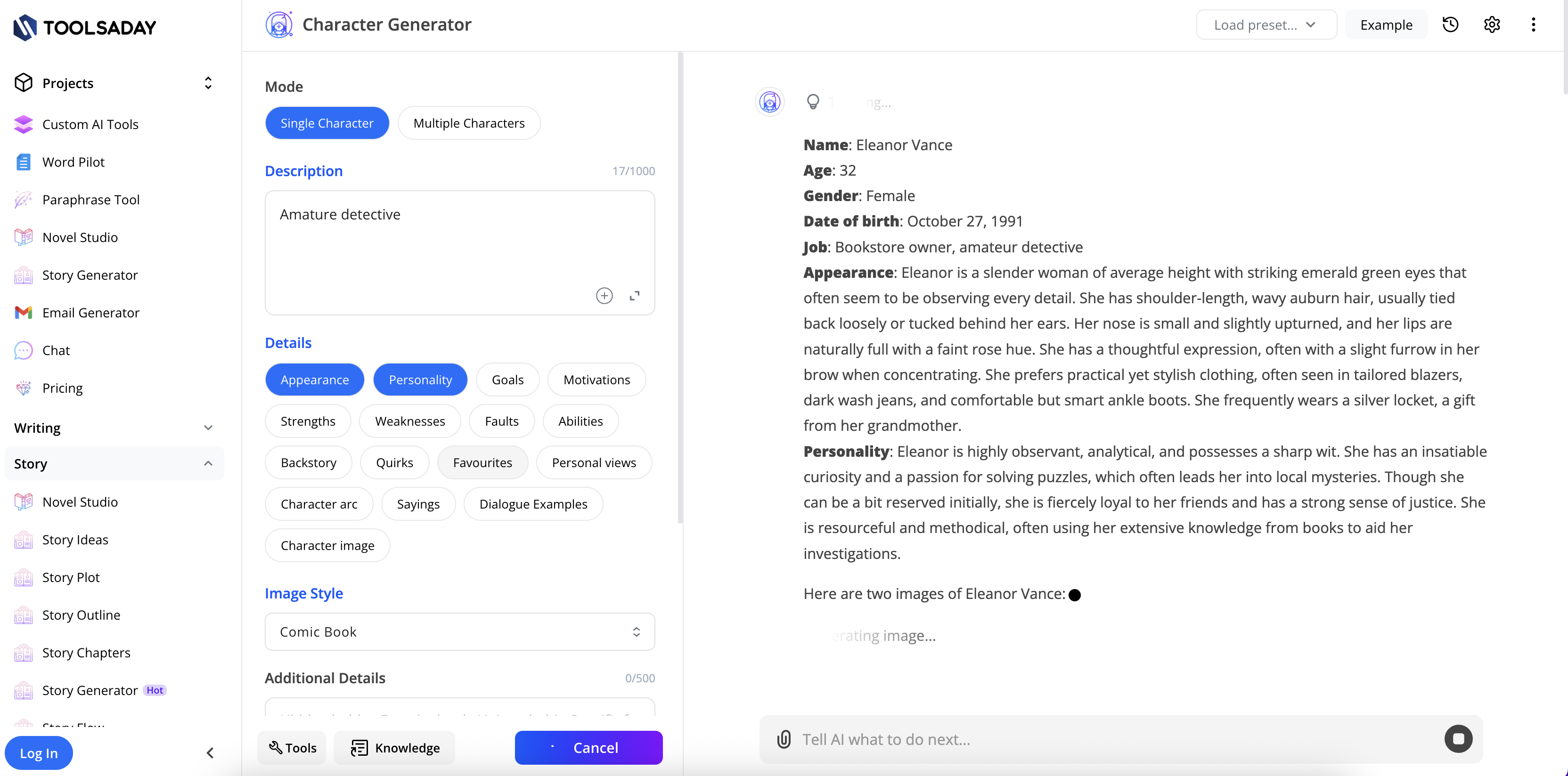 ToolsADay random character background generator