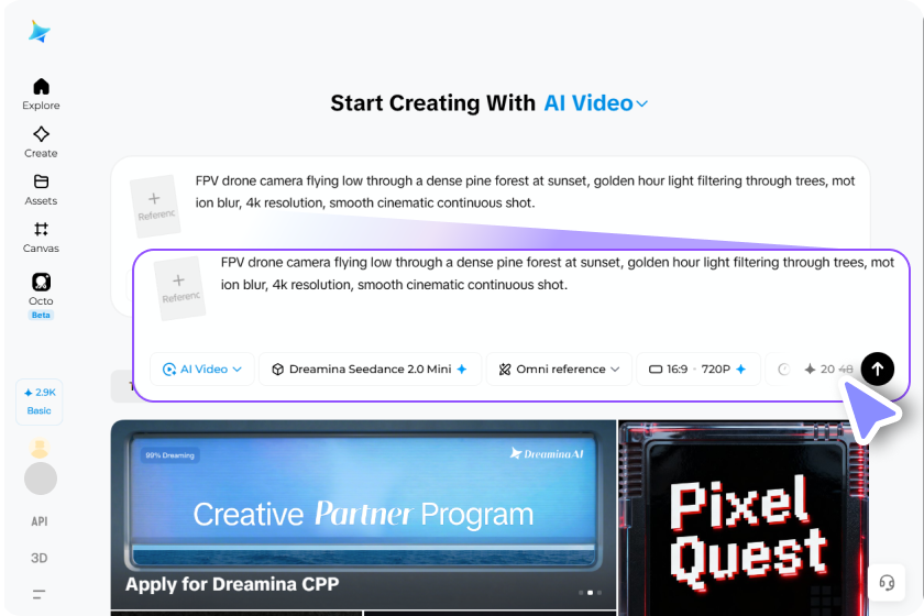 Accede al generador de videos y describe tu visión