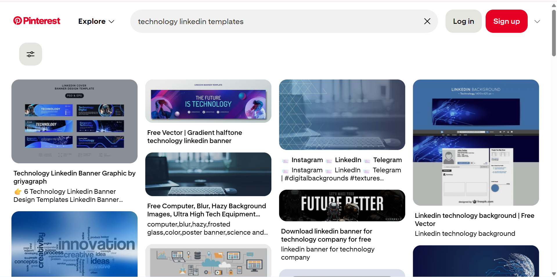 Pinterest - uma plataforma amigável para imagens de fundo do LinkedIn com tecnologia gratuita