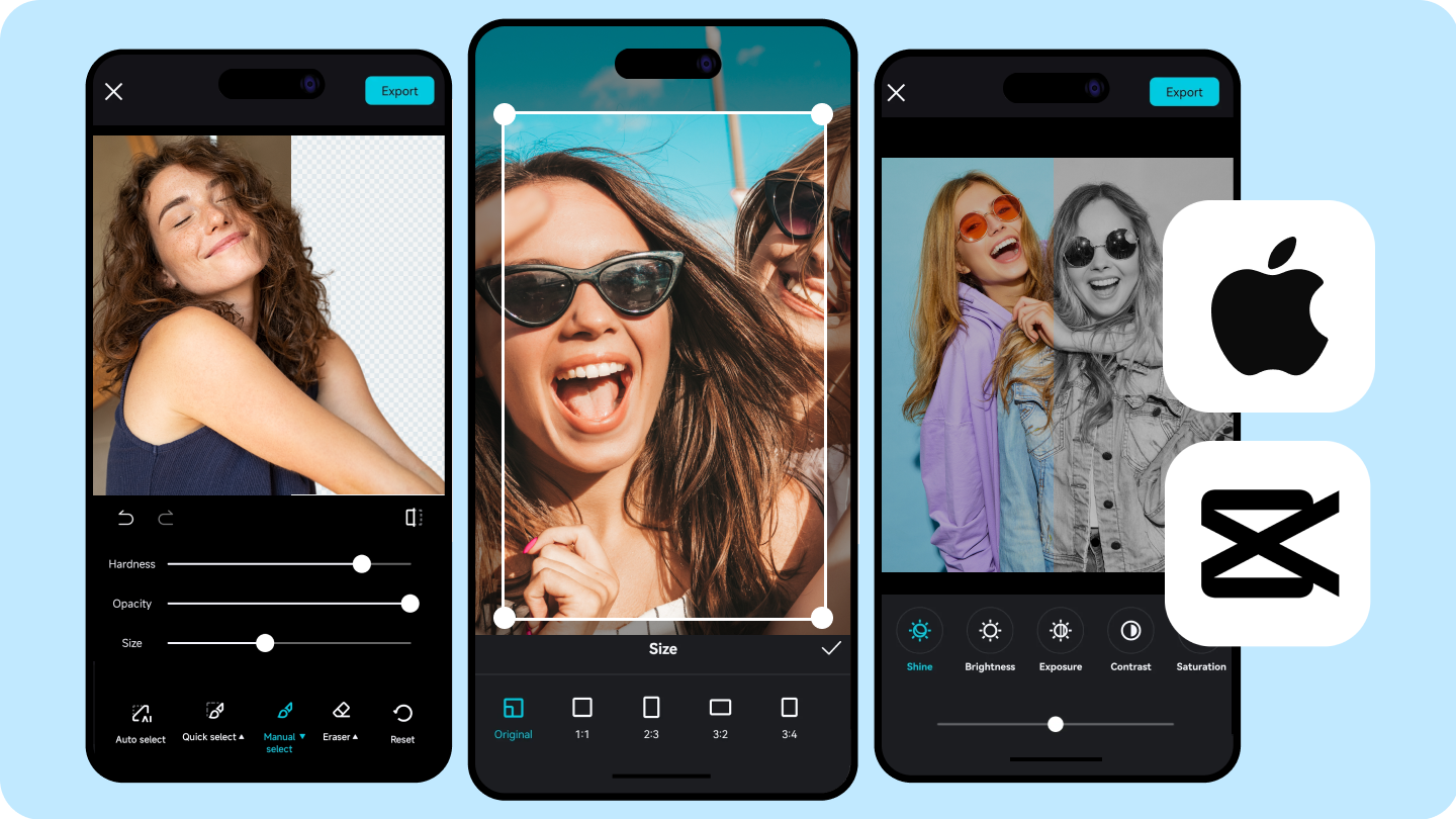 Interface of the CapCut mobile app