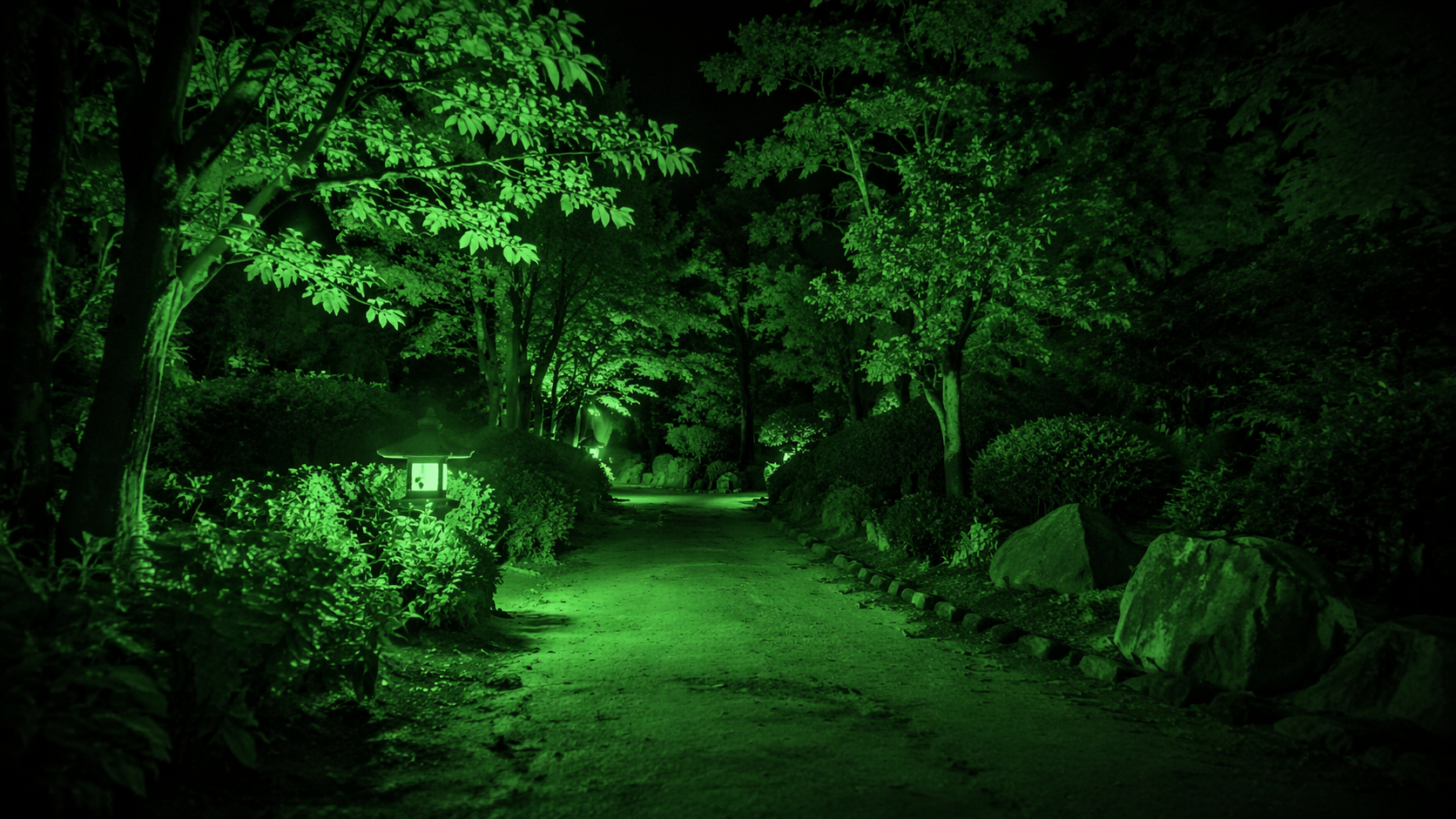Contoh gesaan penapis penglihatan malam Dreamina 2: Pemandangan Lorong Cahaya Rendah