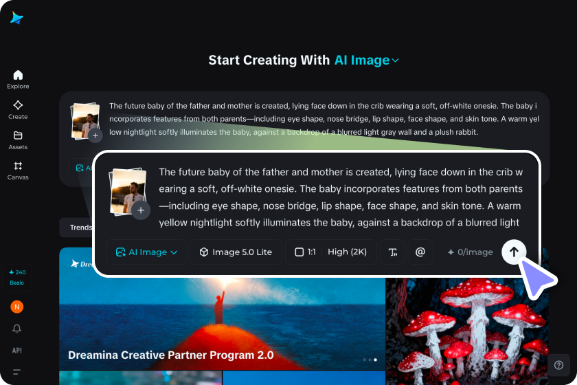 Upload the couple's photos and input a prompt